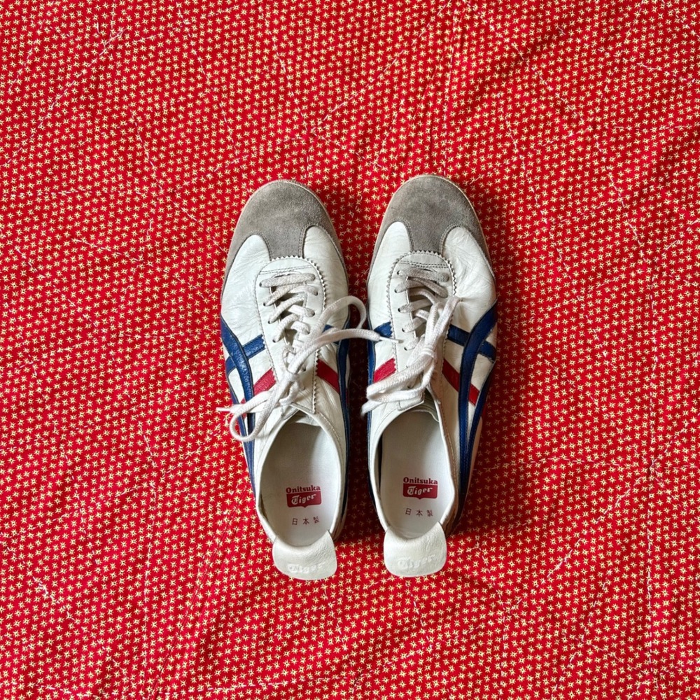 Onitsuka Tiger Mexico 66 Nippon Made Leather Sneakers White Blue Red 9.5